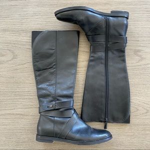 Cole Haan black leather wrap strap riding boots